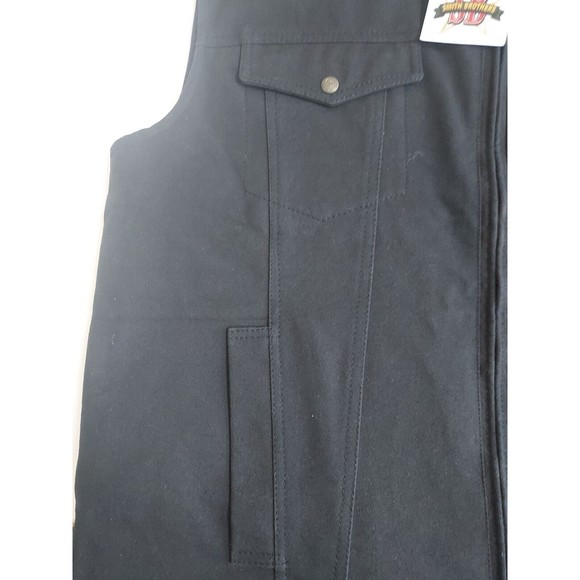 NWT Mens XXL Smith Bros Black Canvas W/Leather Concealed Carry Vest W/8 Pockets - Picture 5 of 11